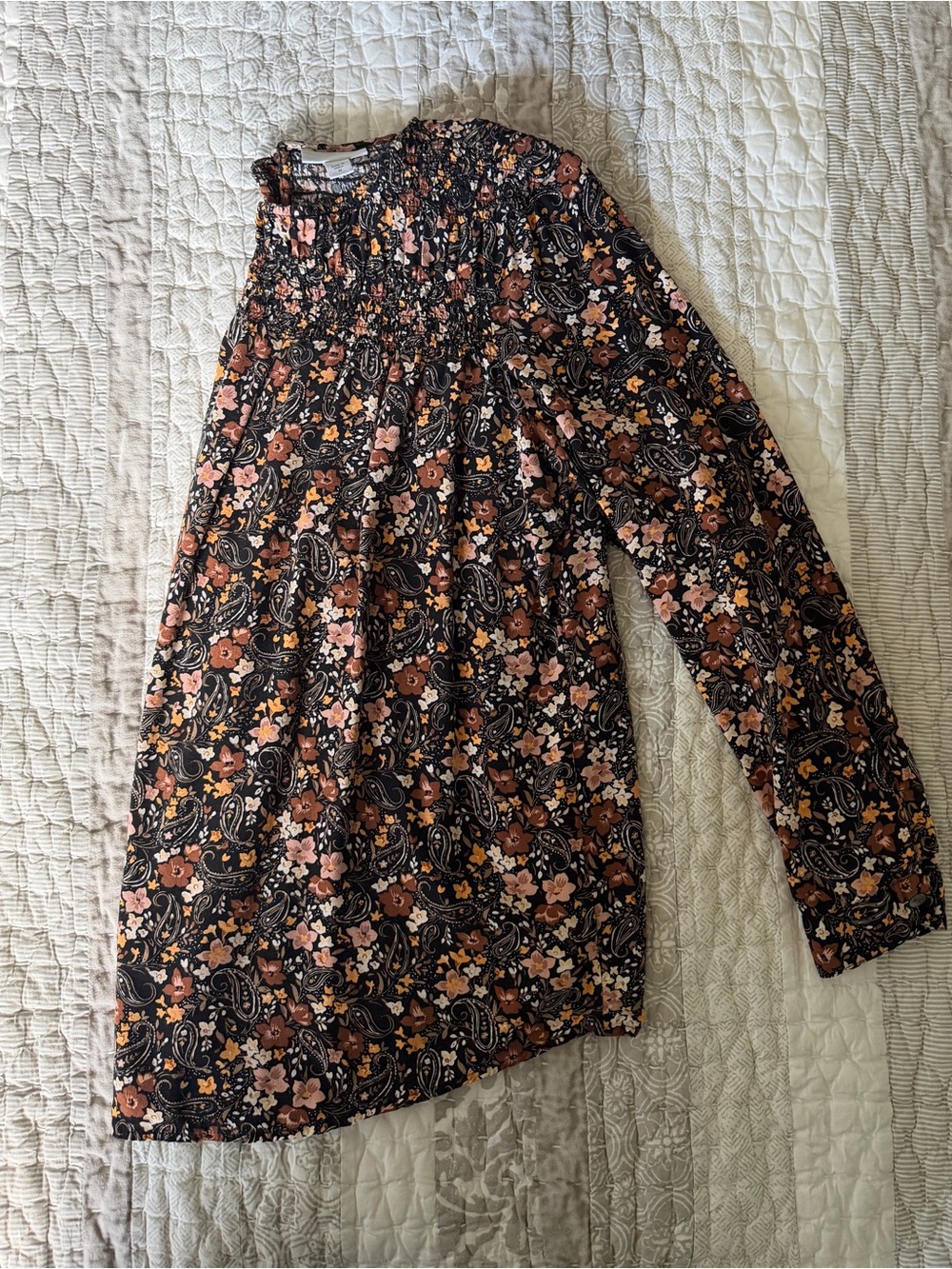 Women’s J. Jill Floral Smoked Peasant Blouse, Size M